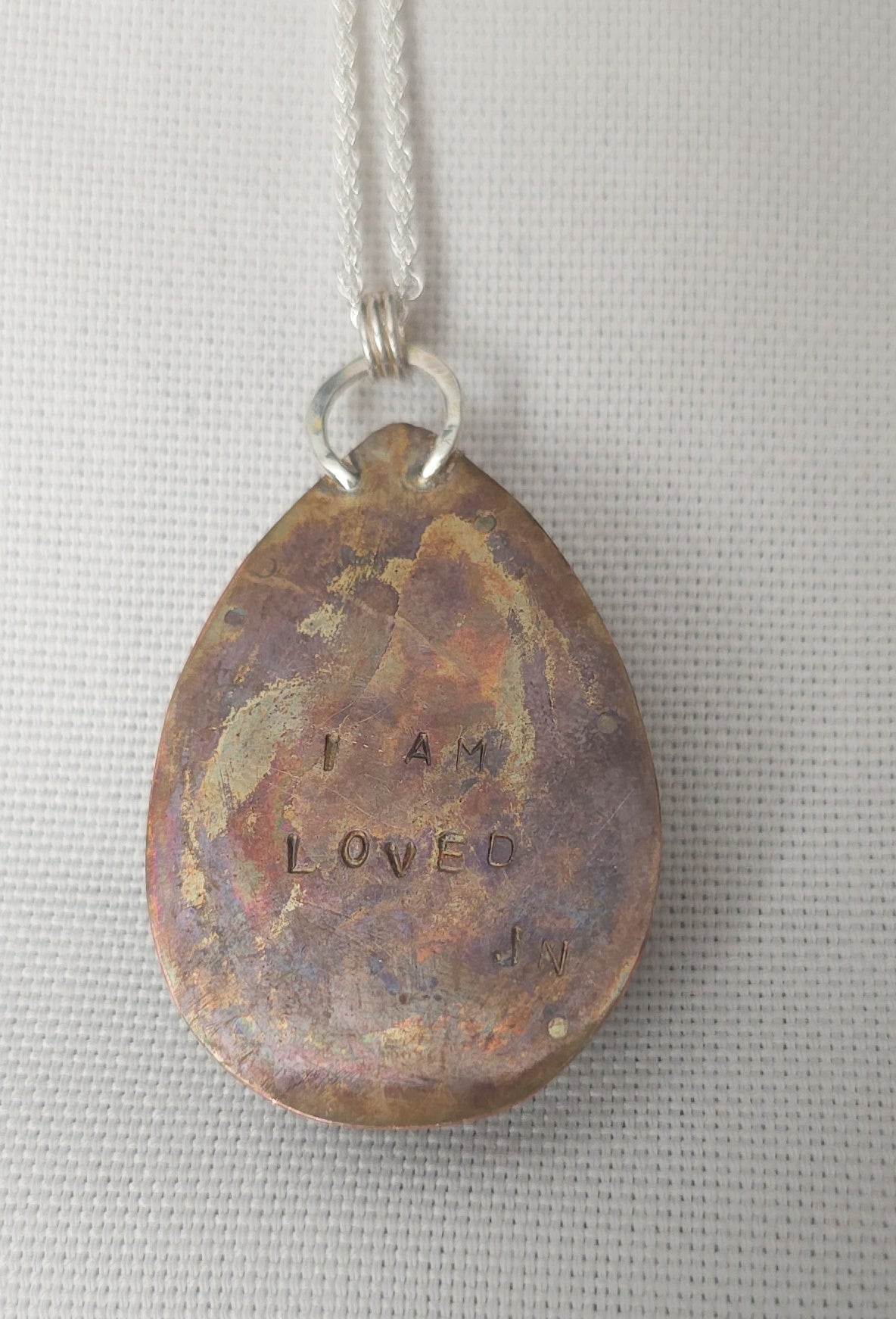 You Are Loved Pendant – Labradorite Tear Drop