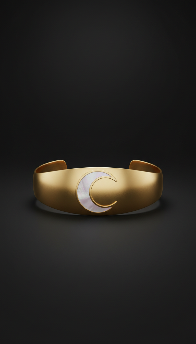 Gold cuff with moon engraving