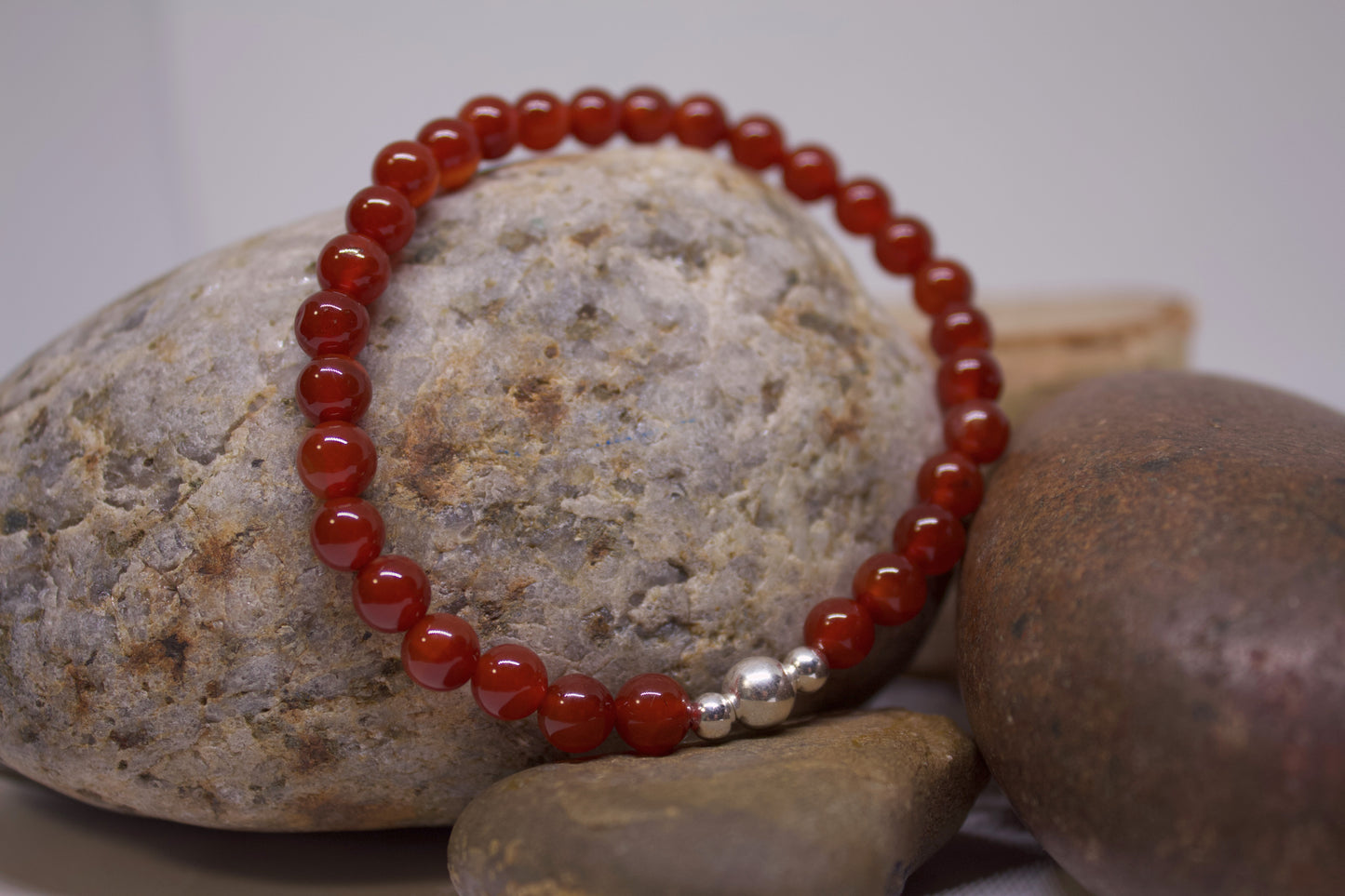 Bold Energy – 6mm Carnelian & Italian Sterling Silver Bracelet