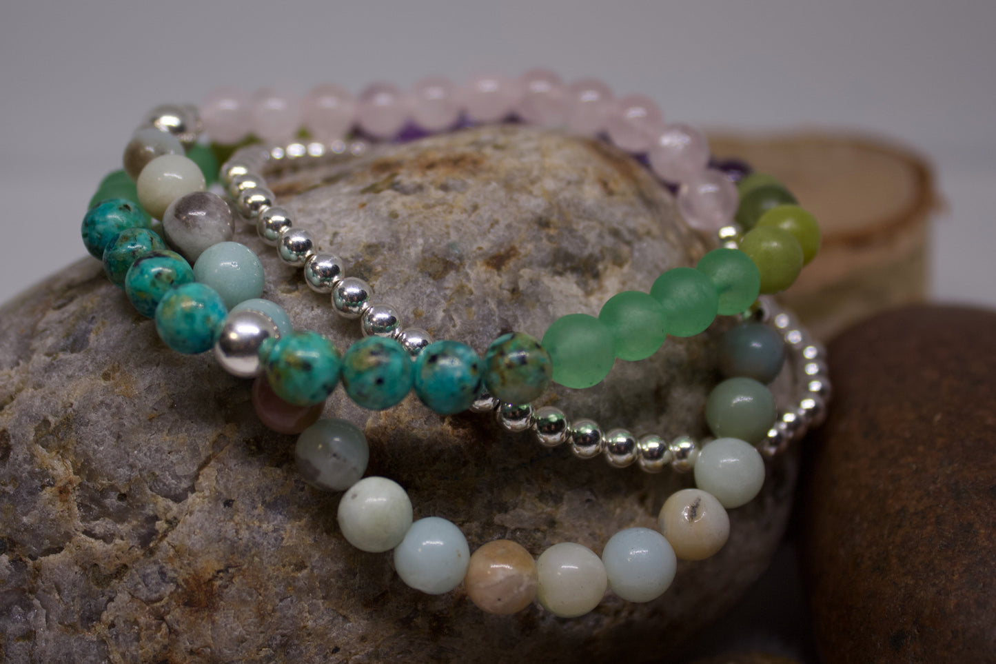 Harmonious Spirit – 6mm Amethyst, Jade, Aventurine & African Turquoise Bracelet