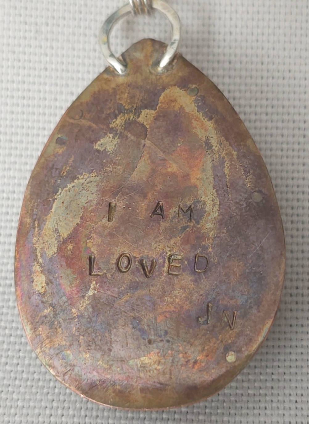 You Are Loved Pendant – Labradorite Tear Drop