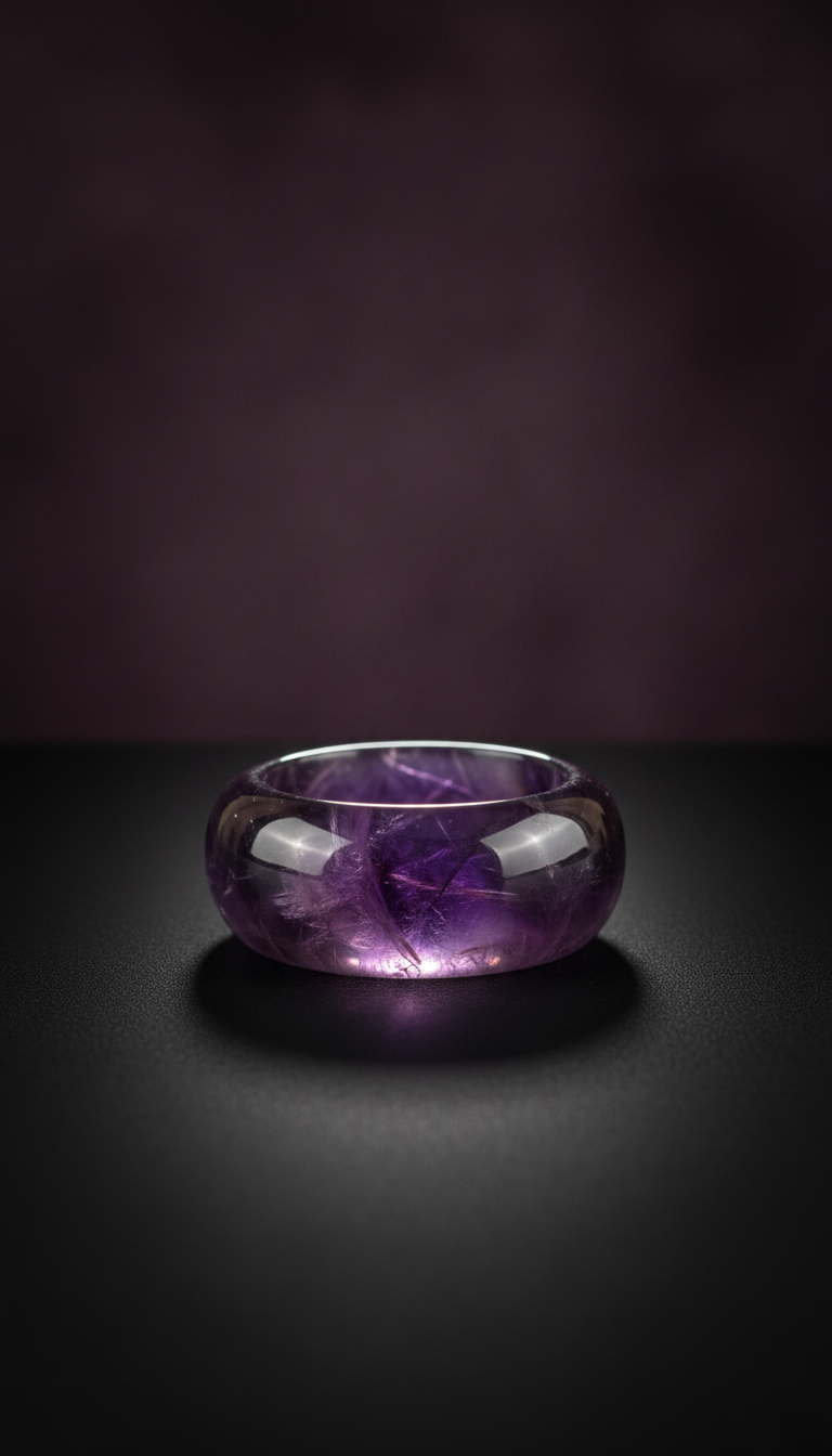 Amethyst ritual ring with raw stone