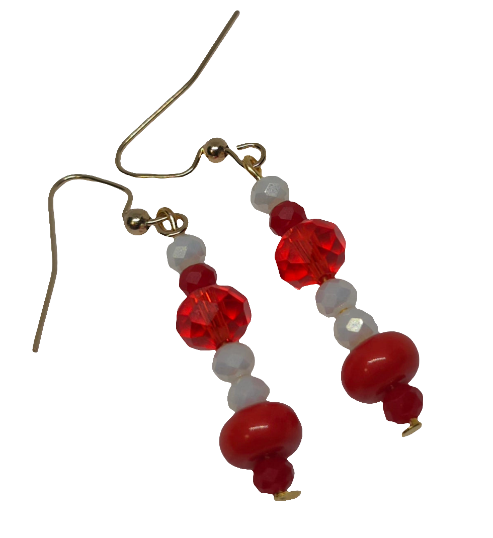 Red and White Earrings