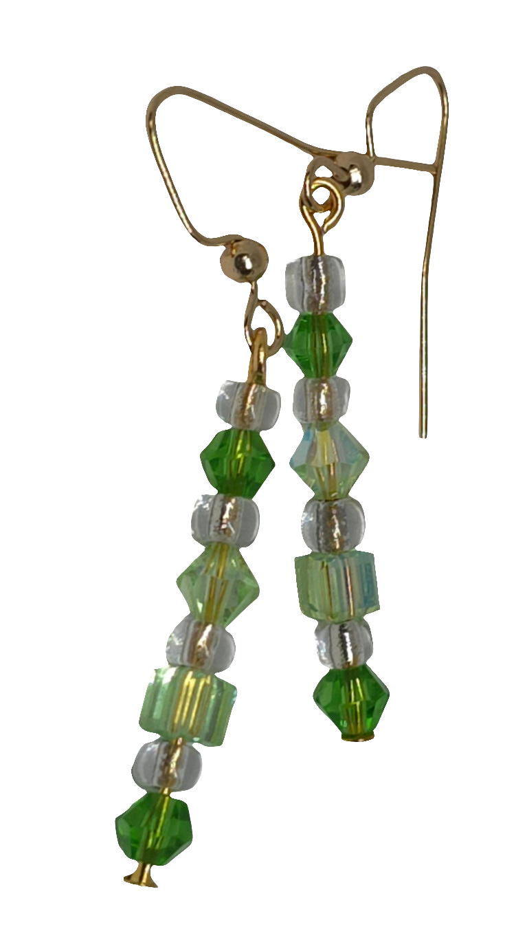 Green & Gold Dangle Earrings