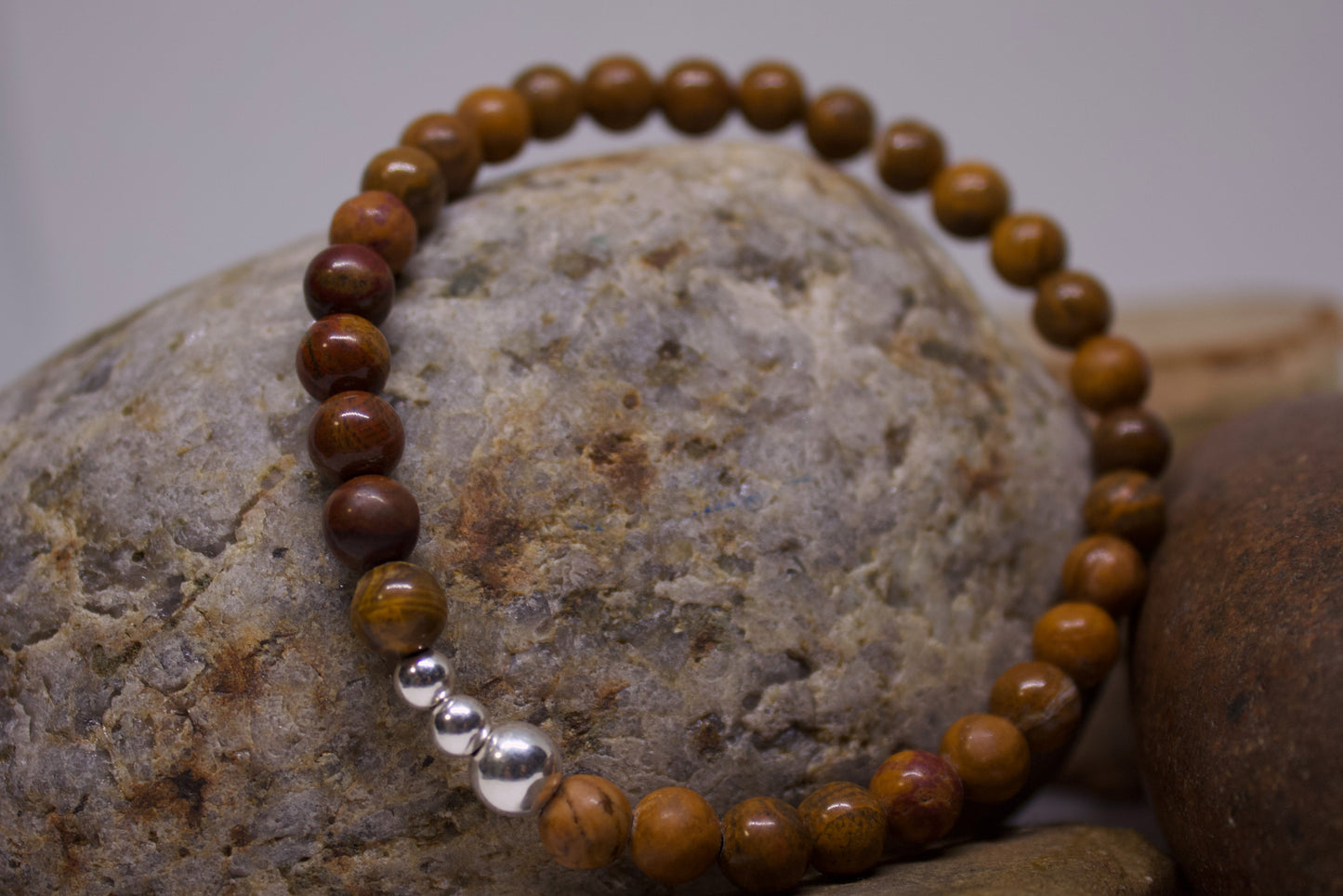 Steadfast Strength – 6mm Iron Zebra Jasper Bracelet with Sterling Silver
