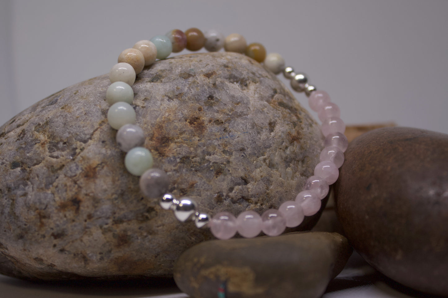 Serene Love – 6mm Amazonite & Rose Quartz Bracelet
