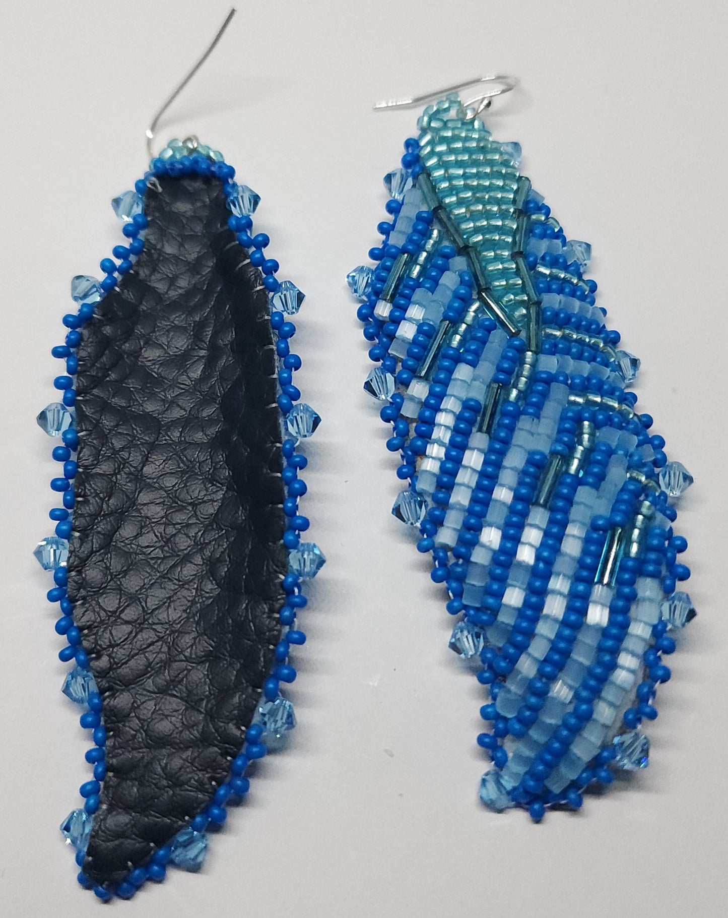 Blue feather earrings