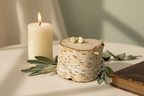 Golden Charm Studs styled with ritual props such as a beeswax candle and wildflowers, featuring hammered brass and silver, Jewellery by JN."