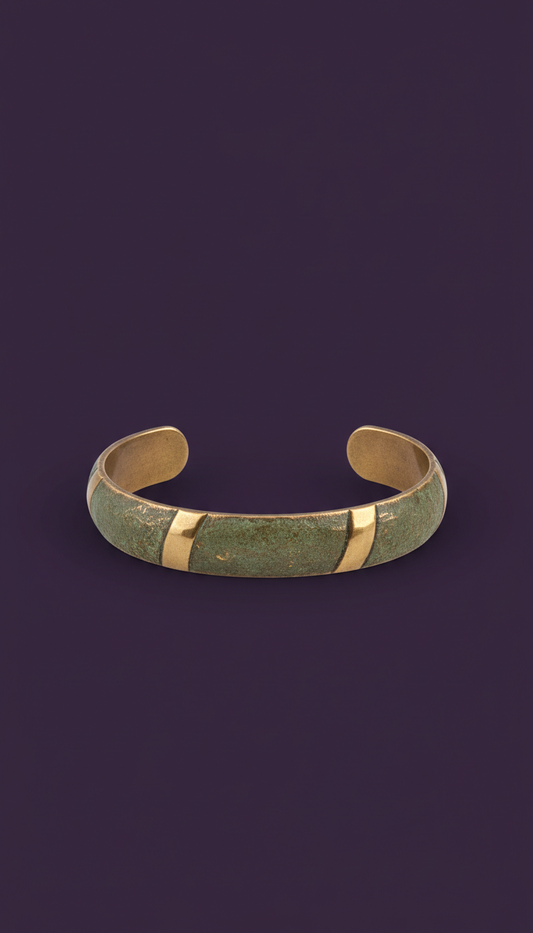 Bronze cuff bracelet with moss texture