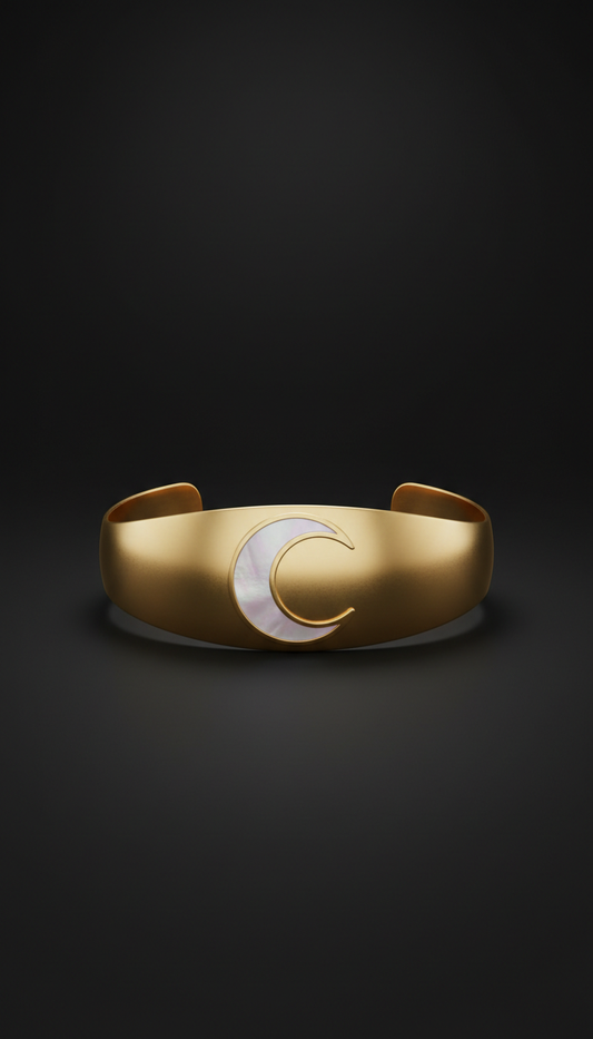 Gold cuff with moon engraving