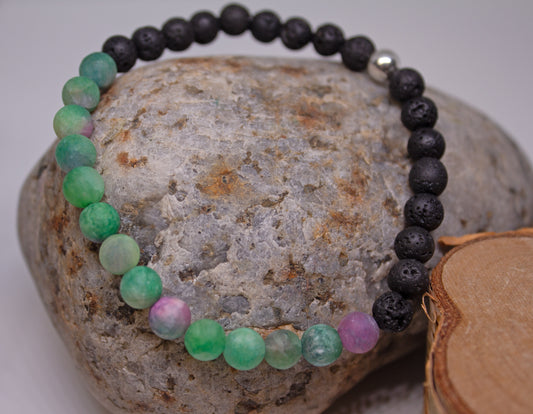 Balance & Grounding – 6mm Matte Jade & Lava Stone Bracelet