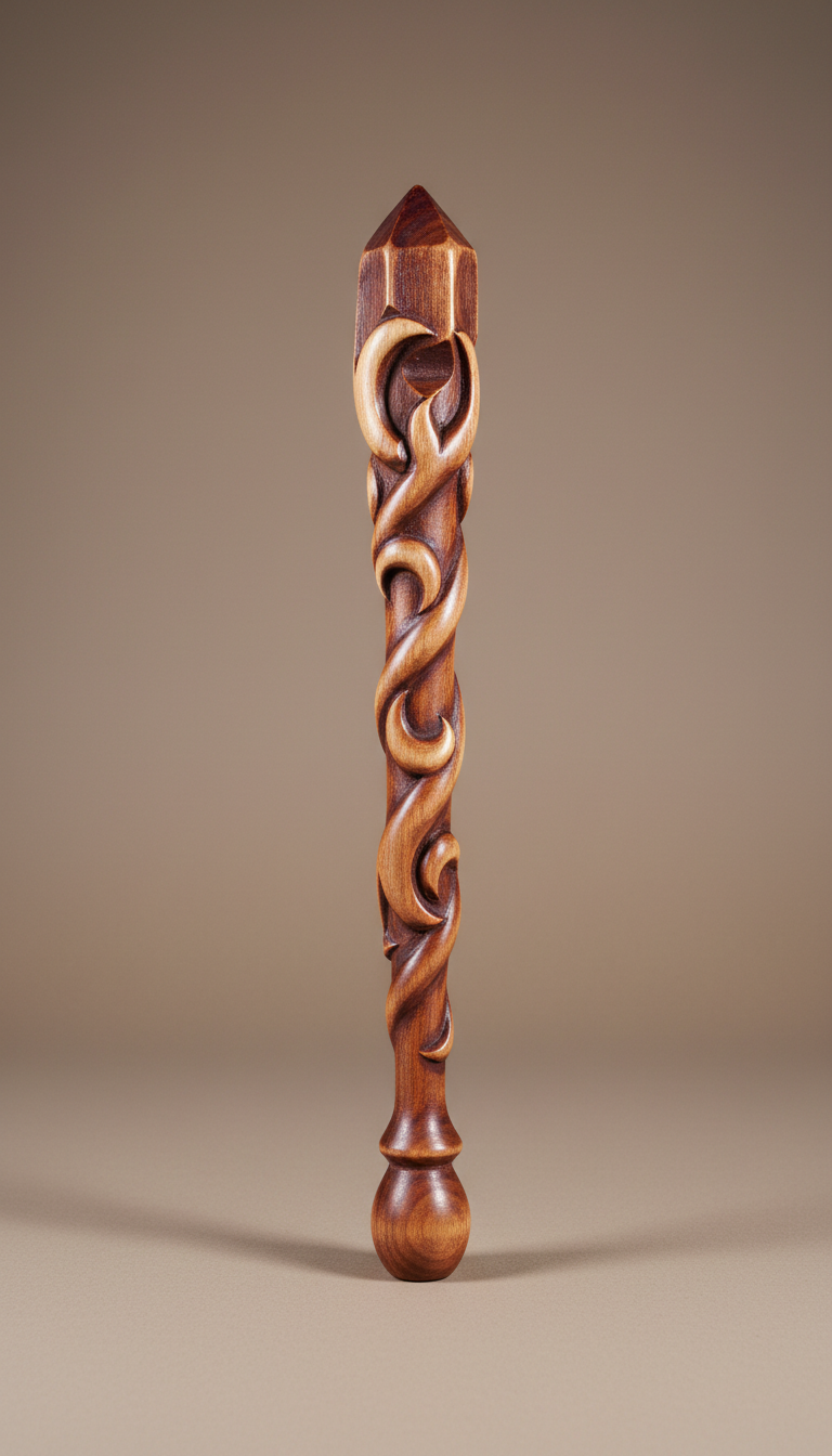 Hand-Carved Wood Ritual Wand Oak Branch