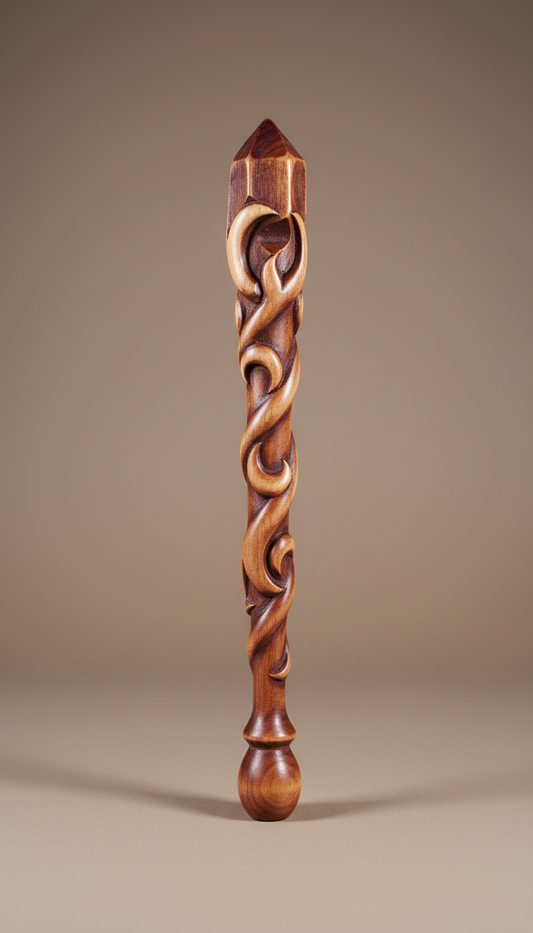 Hand-Carved Wood Ritual Wand Oak Branch