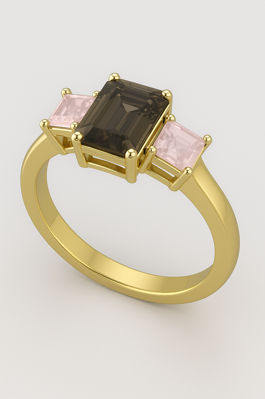 Smoky Quartz & Rose Quartz Heirloom Ring