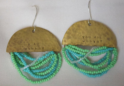 Half Moon Wordkeeper Earrings- Worthy