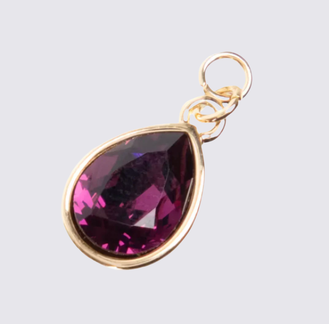 14K Plated Mini Gold Heart & Amethyst Australian Pear Shaped Crystal