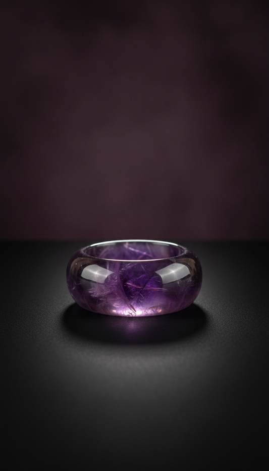 Amethyst ritual ring with raw stone