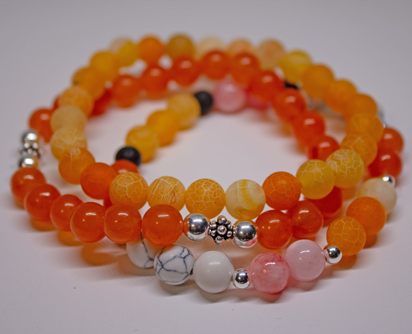 Strength & Vitality – 6mm Orange Crackle Agate Bracelet