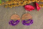 Mini Wordkeeper Earrings Got This by Jewellery by JN, hand-forged copper, purple pink and silver bead fringe, GOT THIS! affirmation, sterling silver hooks