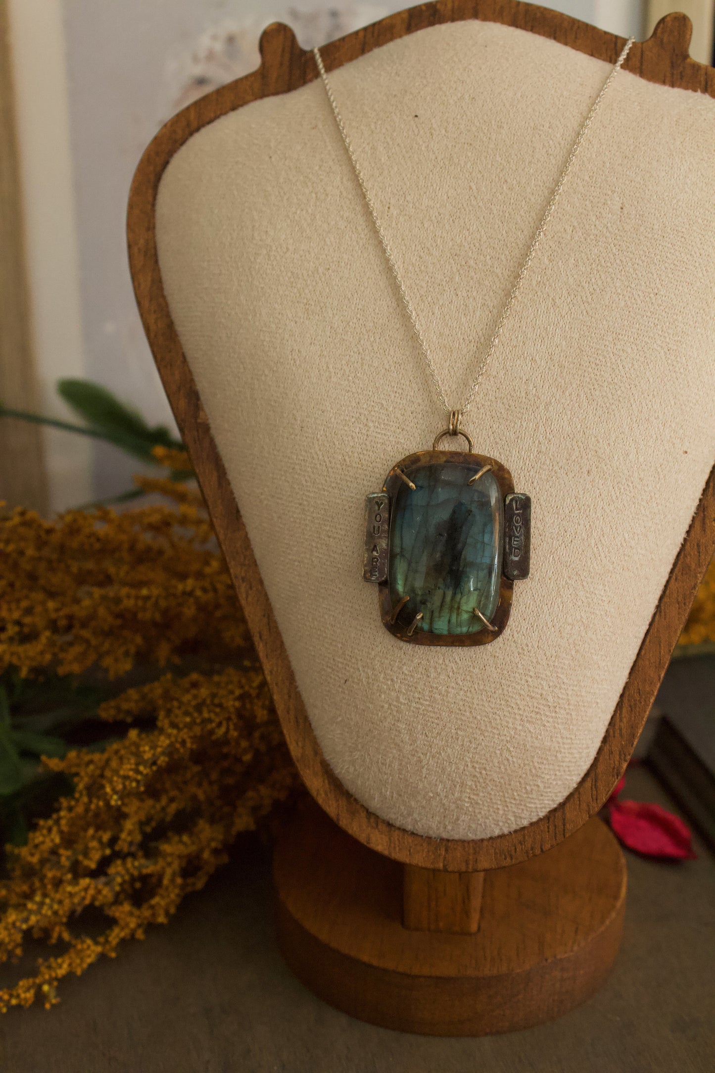 Ritual of Gentle Love Set by Jewellery by JN, includes labradorite “You Are Loved” necklace, Rose Quartz, Aventurine, Clear Quartz, Carnelian stones, affirmation card
