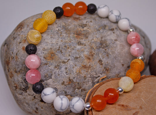 Grounded Balance – 6mm Howlite, Agate, Persian Jade & Lava Stone Bracelet