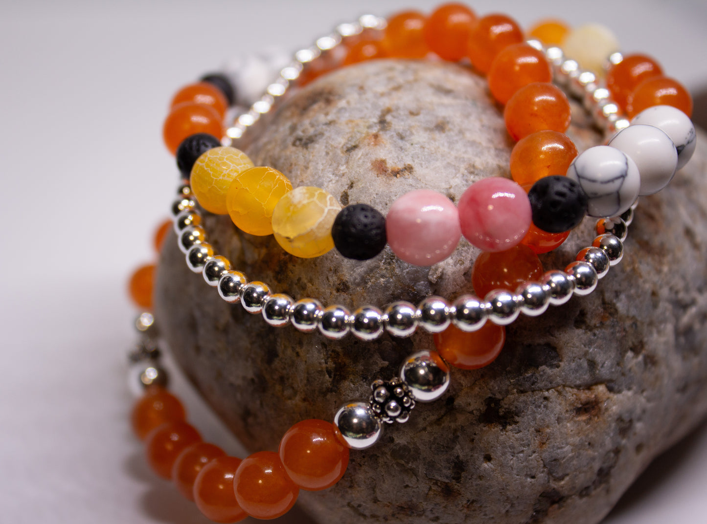 Grounded Balance – 6mm Howlite, Agate, Persian Jade & Lava Stone Bracelet