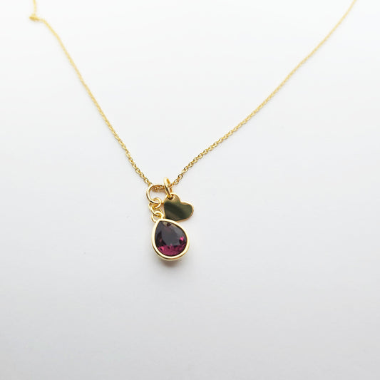 14K Plated Mini Gold Heart & Amethyst Australian Pear Shaped Crystal