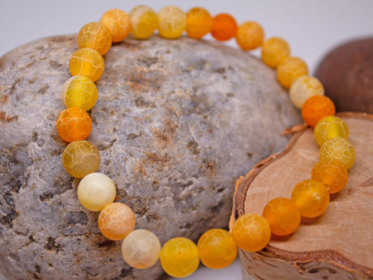 Strength & Vitality – 6mm Orange Crackle Agate Bracelet