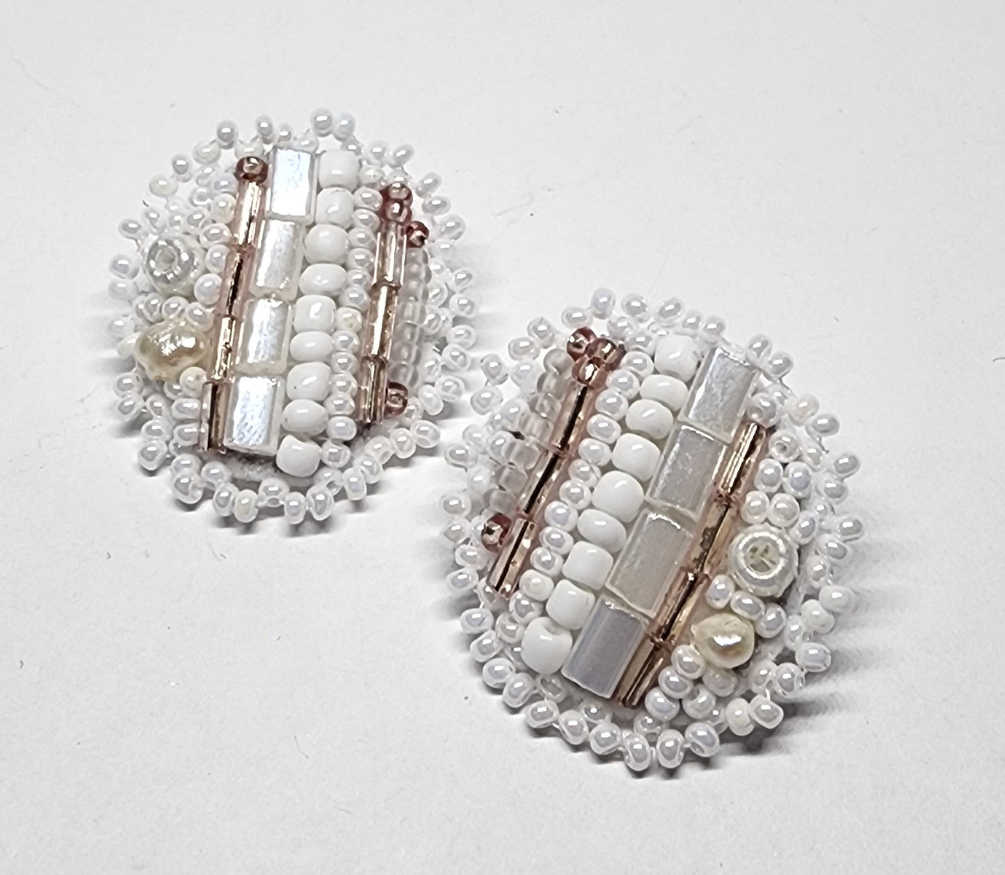 White Oval Studs