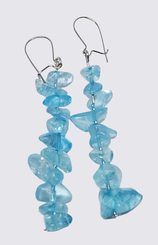 Light Blue Glass & Stainless Steel Hooks