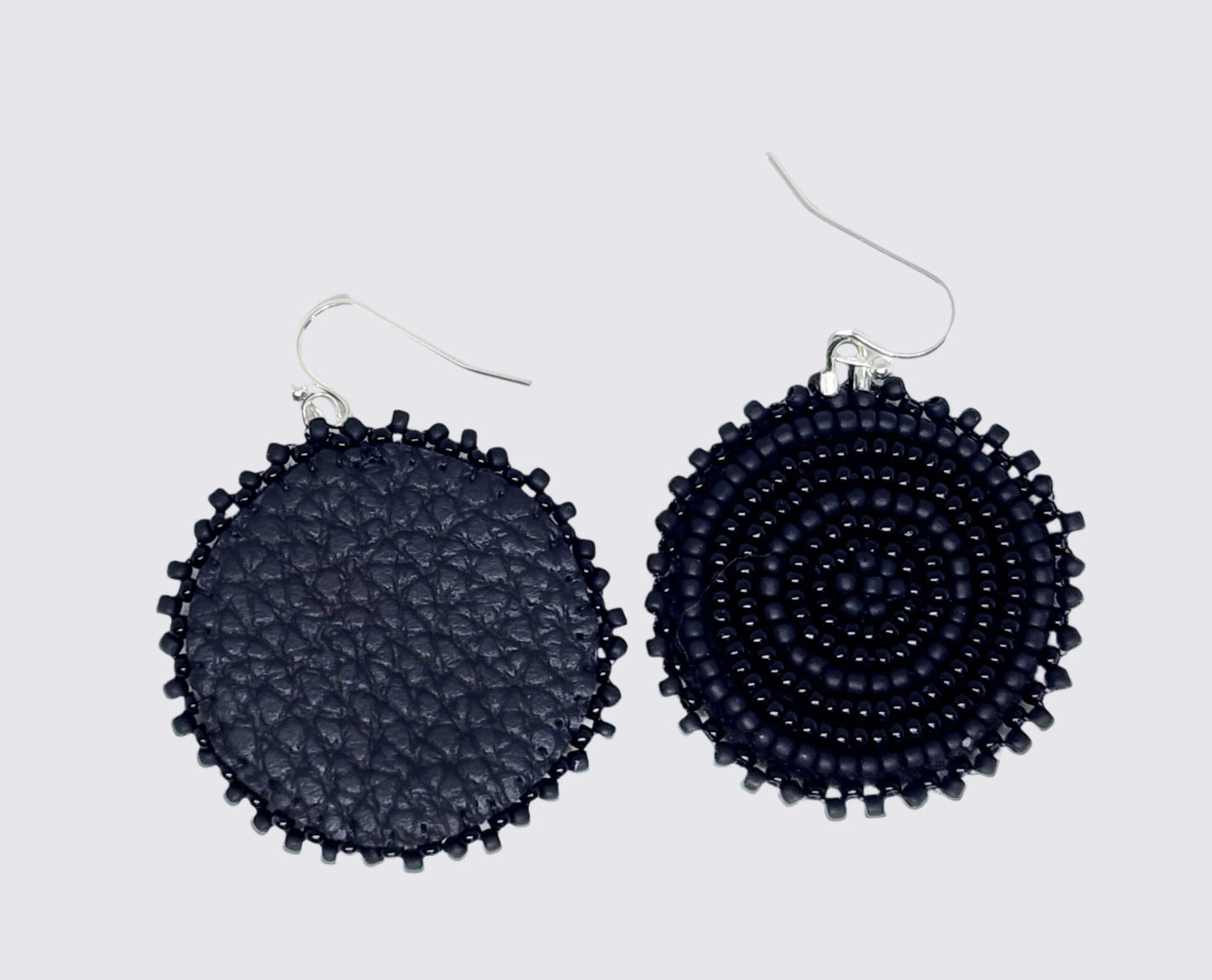 Black Embroidered Circles Dangles