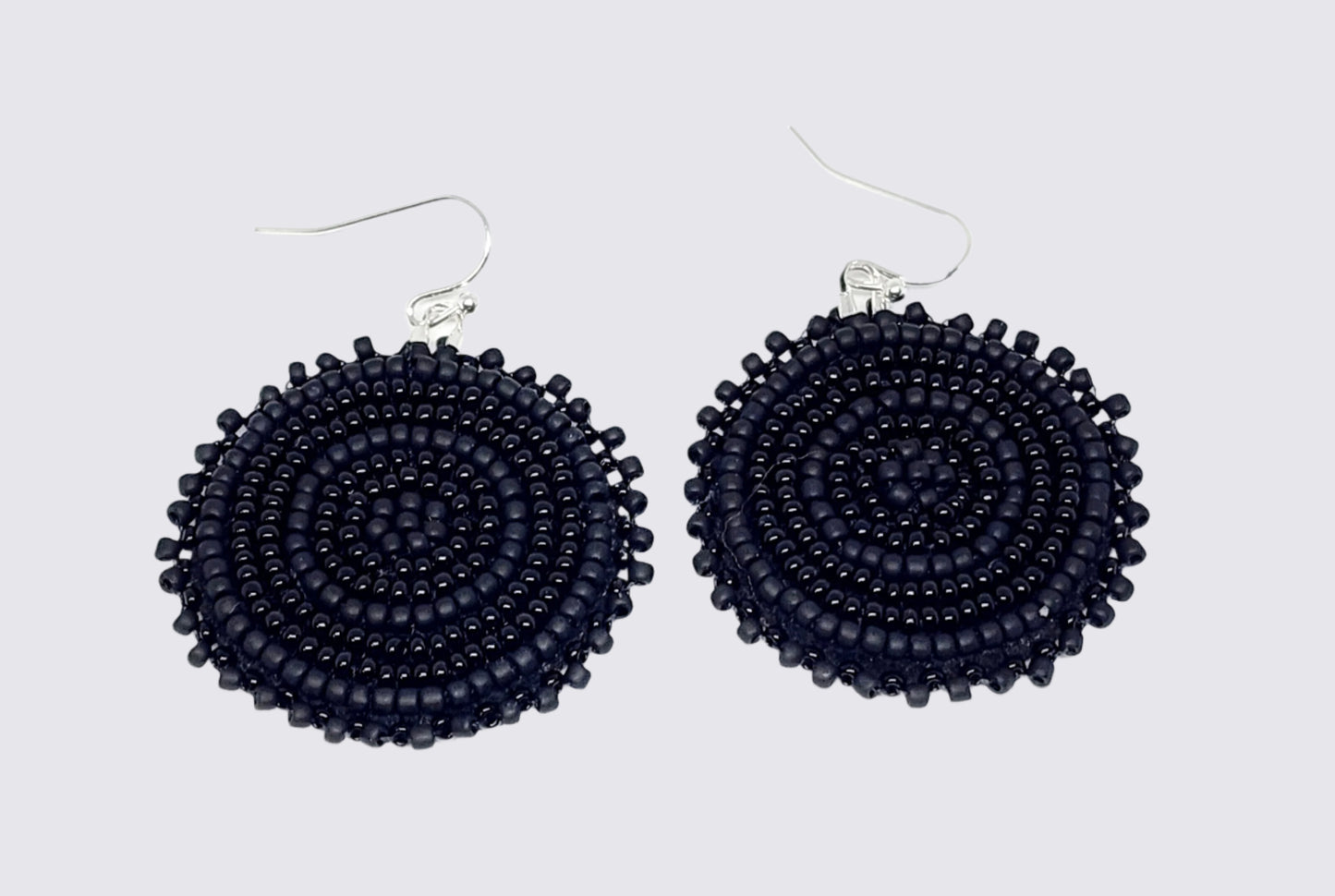 Black Embroidered Circles Dangles