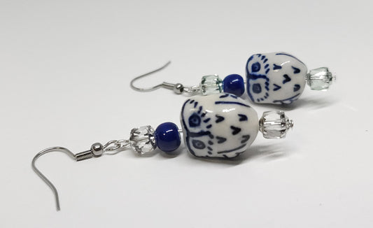 Ceramic owls with stainless steel hooks