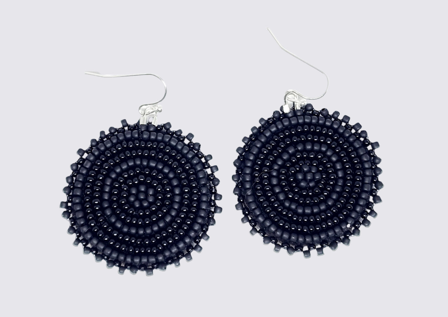 Black Embroidered Circles Dangles