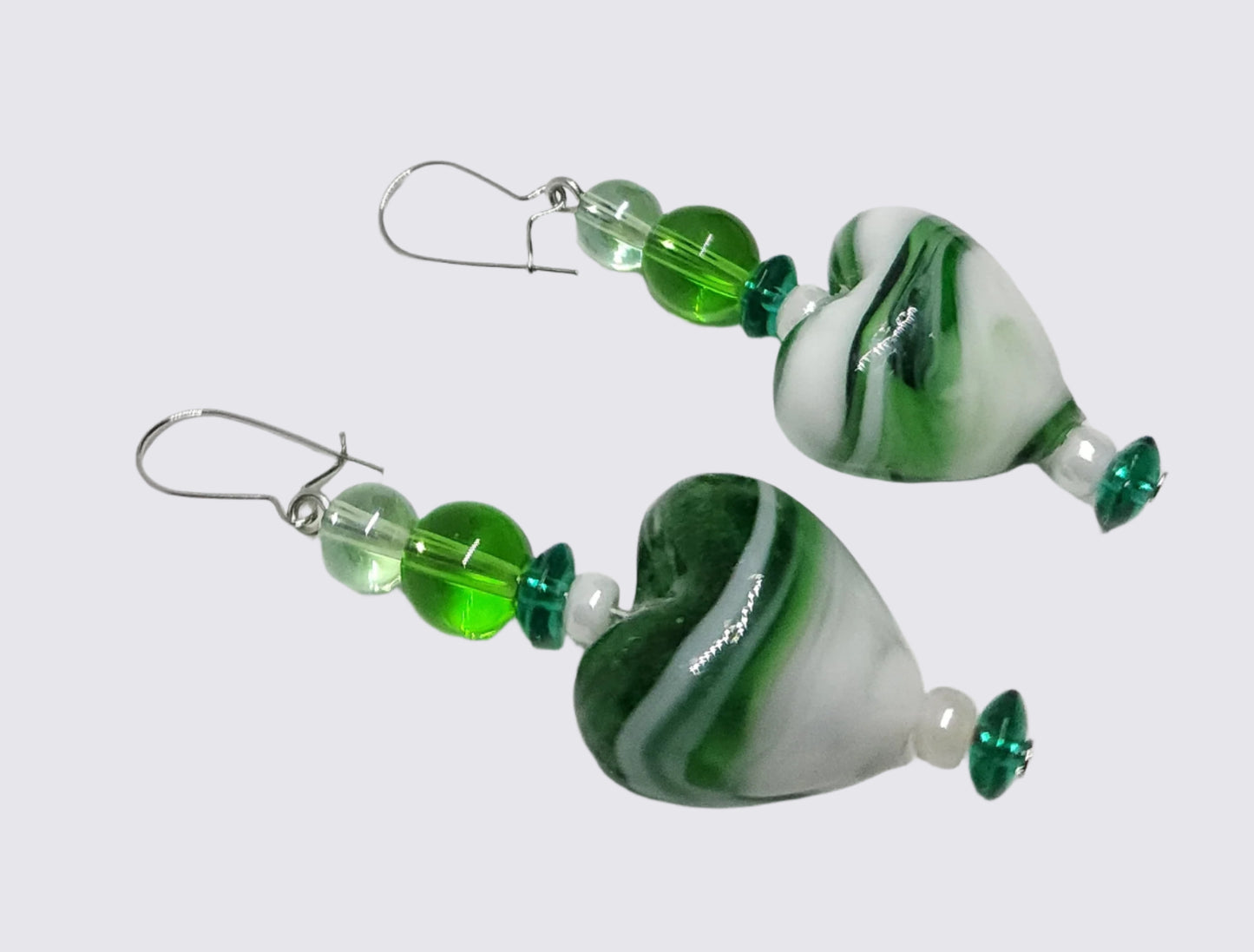 Glass Hearts & Stainless Steel Hooks