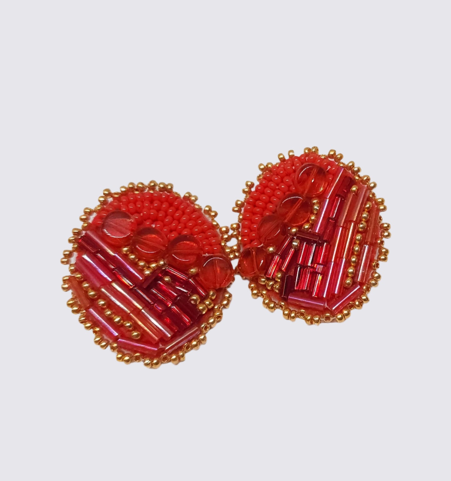 Red Large Oval Studs