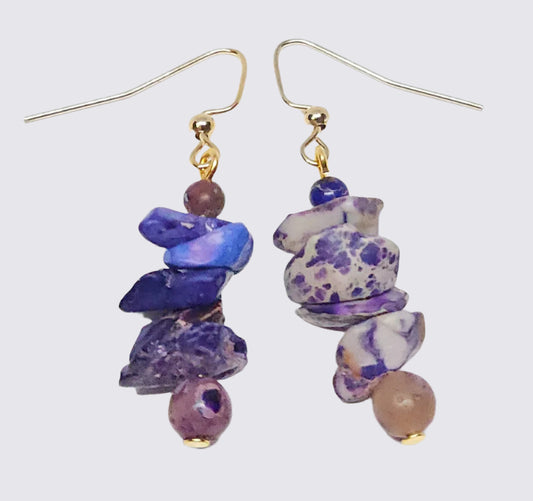 Purple Jasper & Gold-Coloured Nickel-Free Hooks