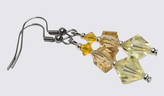 Glass Yellow Beads & Stainless Steel Hooks