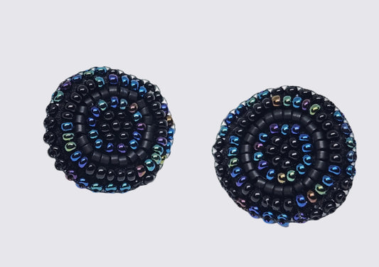 Black Mix Embroidered Studs