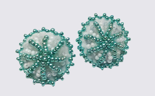 Embroidered Teal Studs