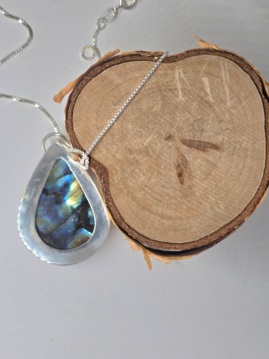 Mystic Elegance – Labradorite Teardrop Necklace in Sterling Silver